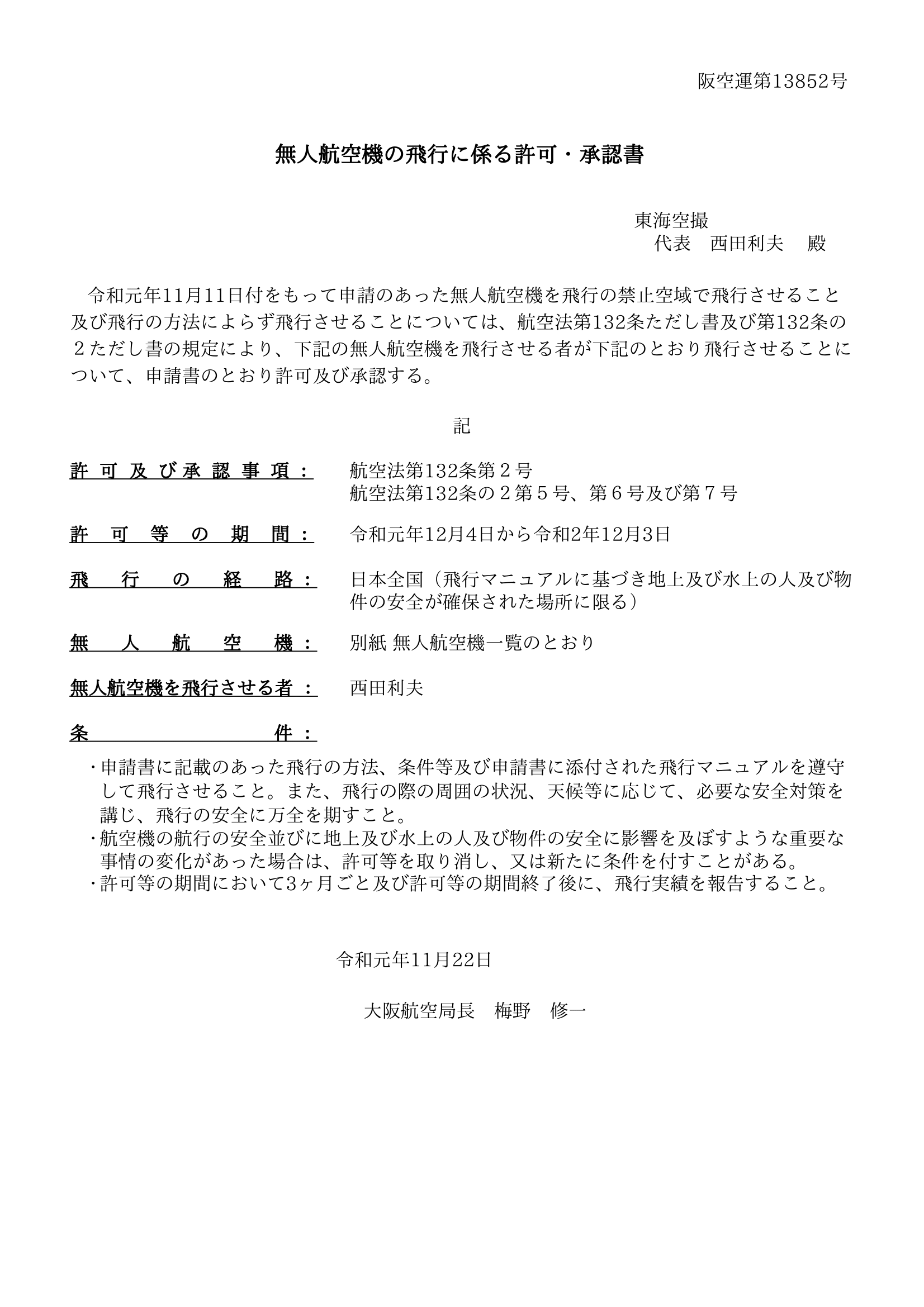 許可・承認書